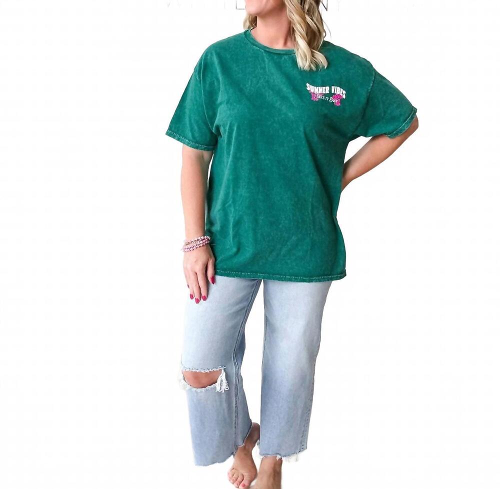 NEW SWEET CLAIRE summer vibes graphic tee in green